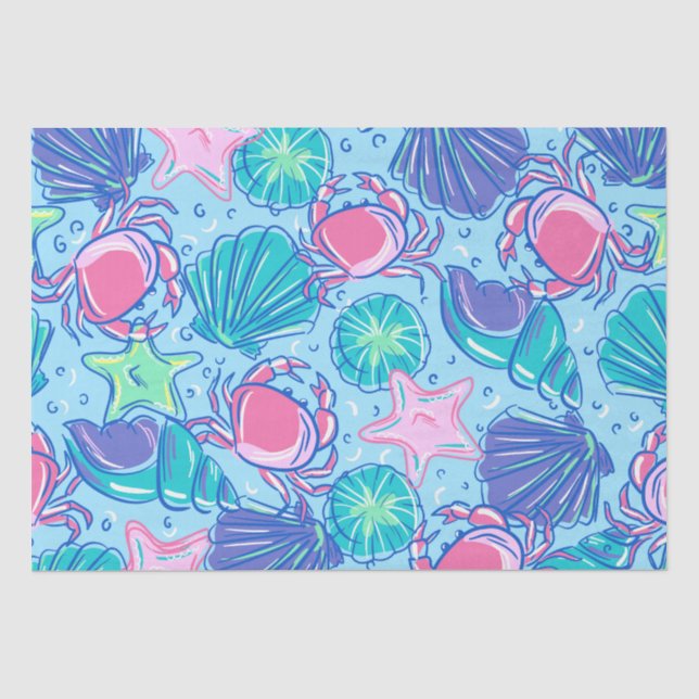 Papier Mousseline Crabe des coquillages de Preppy Beach (Recto)