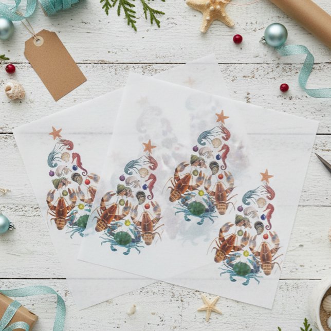 Papier Mousseline Crabe Homard de Noël Arbre de Noël Crustacé Mer de (Créateur téléchargé)