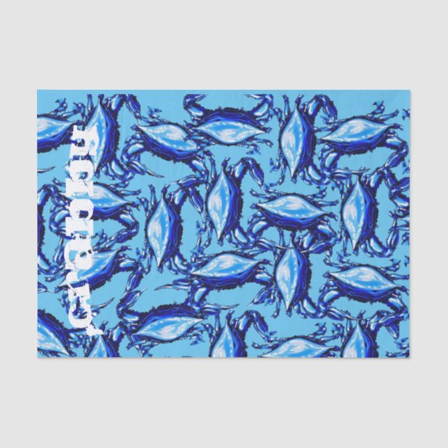 Papier Mousseline Crabes bleus en papier de tissus (Recto)