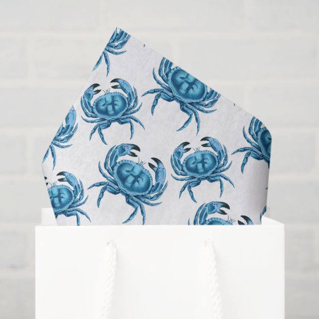 Papier Mousseline Crabes bleus Motif balnéaire (Sac cadeau)