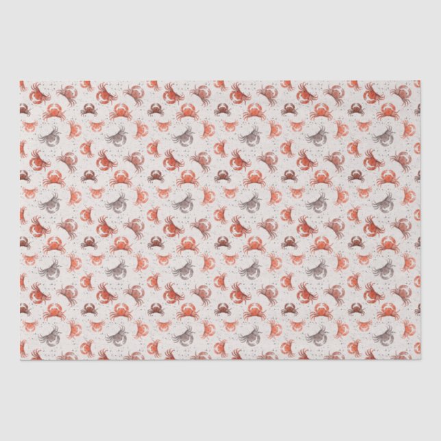 Papier Mousseline Crabes - Motif aquarelle (Recto)