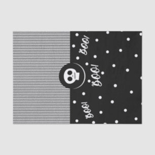 Papier Mousseline Crâne blanc et noir Pois et rayures