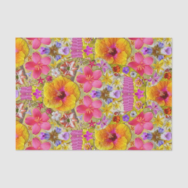 Papier Mousseline Crâne de fleurs 4 - Tropical (Recto)