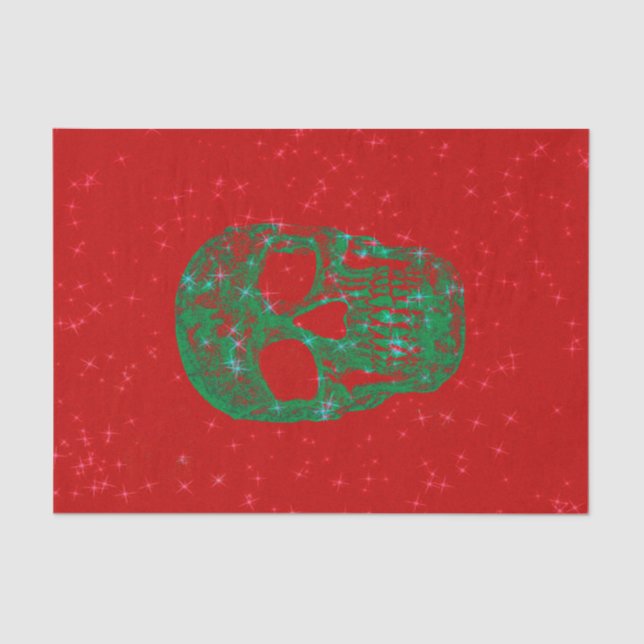 Papier Mousseline Crâne de Noël Pop Art rouge Parties scintillant ve (Recto)