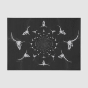 Papier Mousseline Crâne de taureau rustique noir et blanc occidental