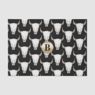 Papier Mousseline Crâne de vache rustique monogramme personnalisé bo