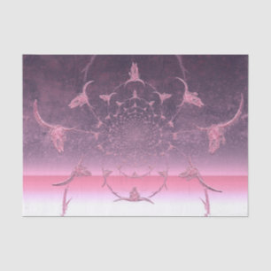 Papier Mousseline Crâne de vache violet rose métallisé girly occiden