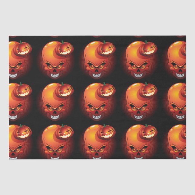 Papier Mousseline Crâne d'Halloween et Citrouille (Recto)