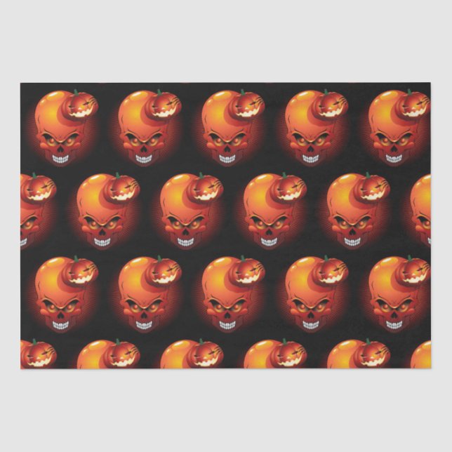 Papier Mousseline Crâne d'Halloween et Citrouille (Recto)