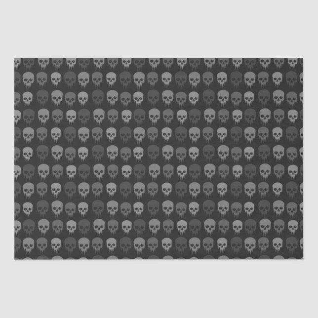 Papier Mousseline Crâne noir et gris (Recto)