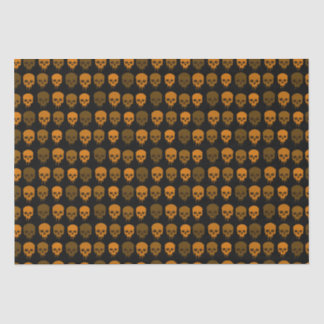 Papier Mousseline Crâne noir et orange Imprimer Halloween