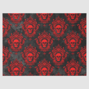 Papier Mousseline Crâne rouge et découpage noir gothique