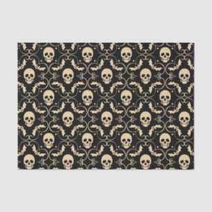 Papier Mousseline Crânes et chauves-souris de Halloween Black & Crea