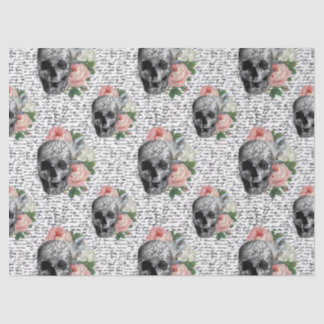 Papier Mousseline Crânes et roses roses roses