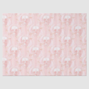 Papier Mousseline Crânes florales sur découpage rose pâle