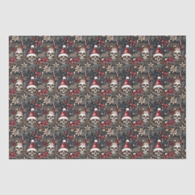 Papier Mousseline Crânes gothiques jolis à Noël (Recto)