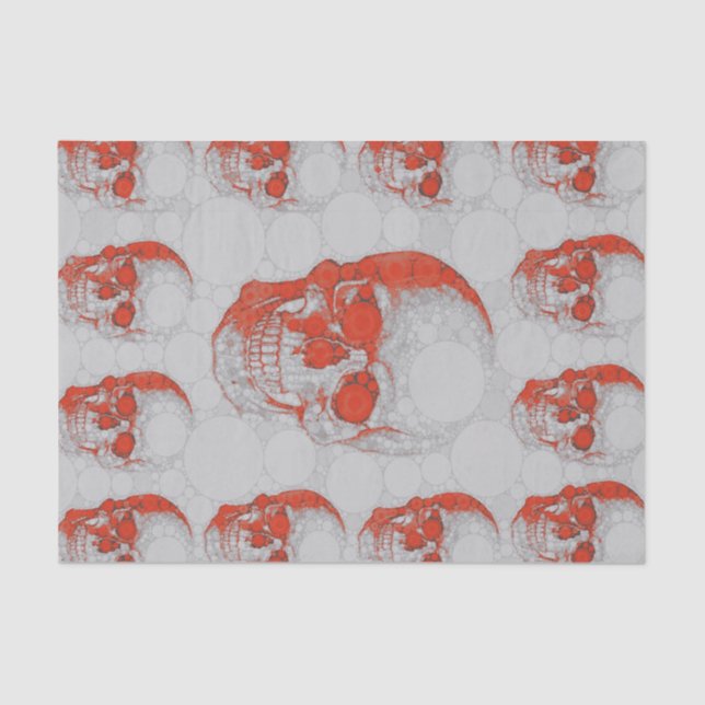 Papier Mousseline Crânes gris rouges (Recto)