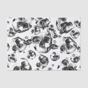 Papier Mousseline Crânes noirs et blancs Squelette Motif d'art crâne