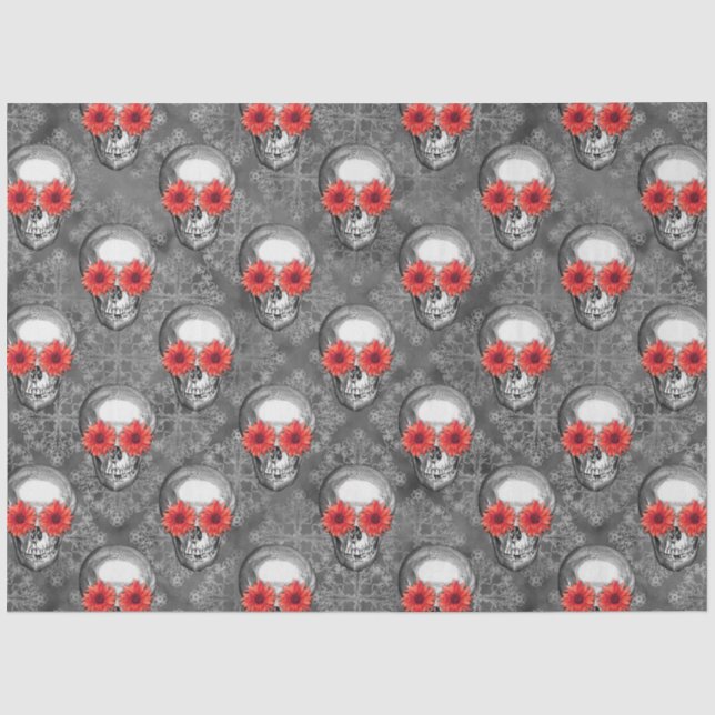 Papier Mousseline Crânes rouges et série tournesol Design 3 (Recto)