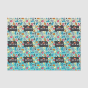 Papier Mousseline Crazy Cat Lady Cute et Playay Cat Motif