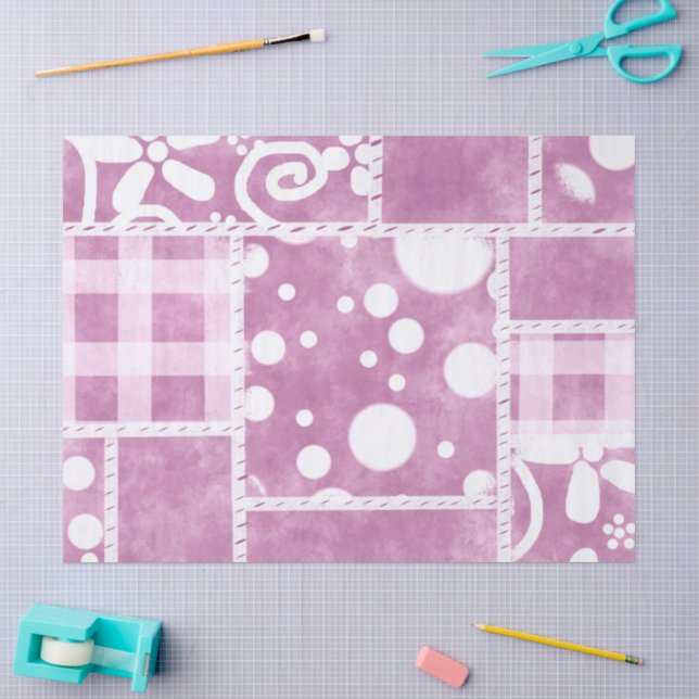 Papier Mousseline Crazy Quilt Dusty Pink Floral Pattern Decoupage (Artisanat)