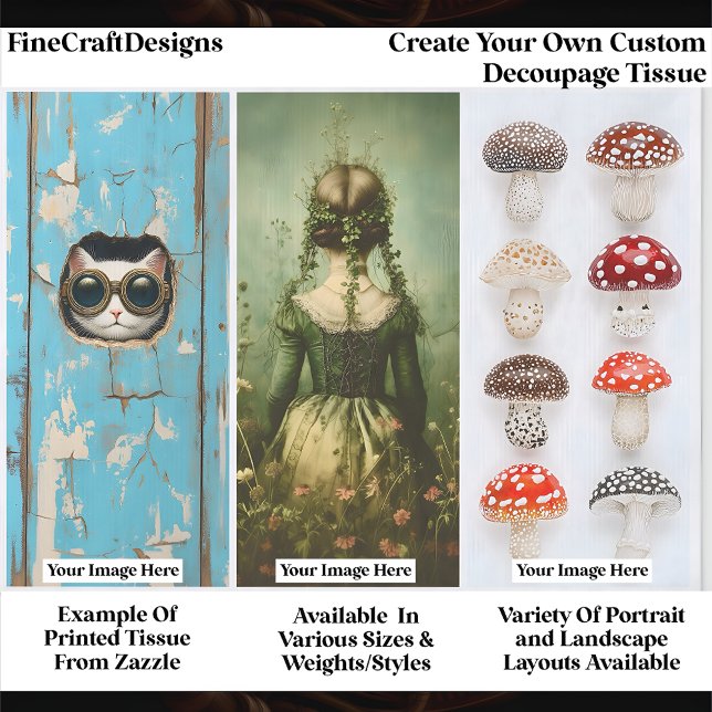 Papier Mousseline Create Your Own Custom 3 Photo Portrait Decoupage (Créateur téléchargé)