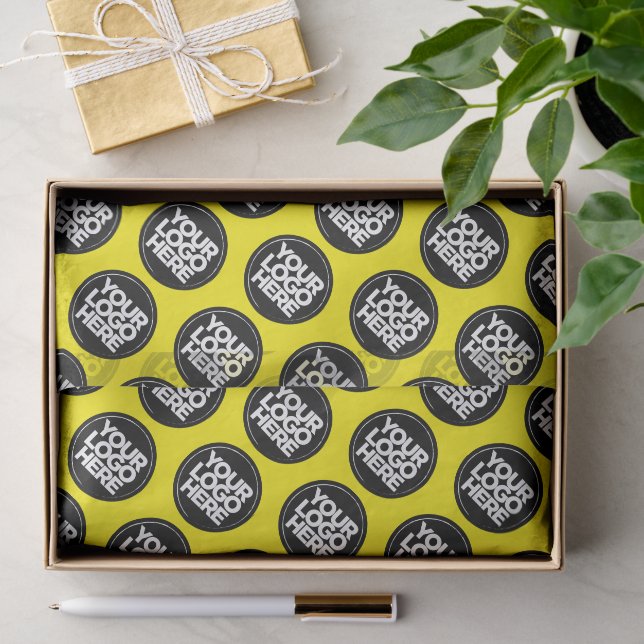 Papier Mousseline Create your own Repeating Logo Background Yellow (Cadeau)