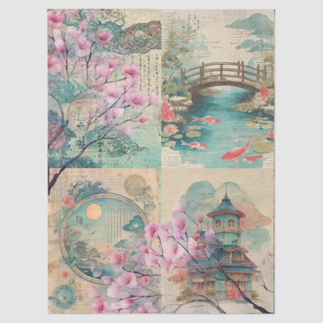 Papier Mousseline Création de page de découpage à thème japonaise (Recto)