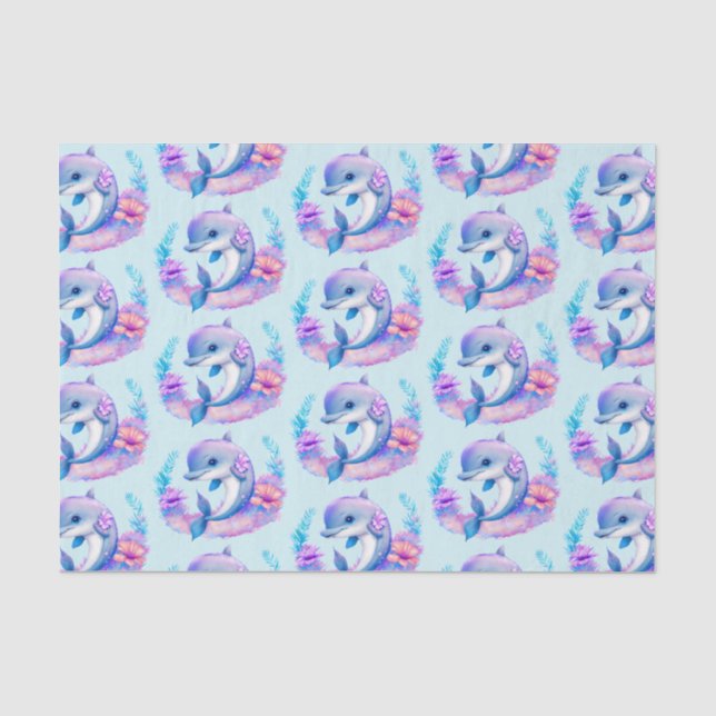 Papier Mousseline Créature Mer Dauphin Cute (Recto)