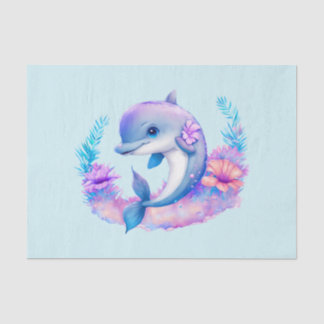 Papier Mousseline Créature Mer Dauphin Cute