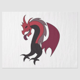 Papier Mousseline Créature mythique du dragon noir rouge