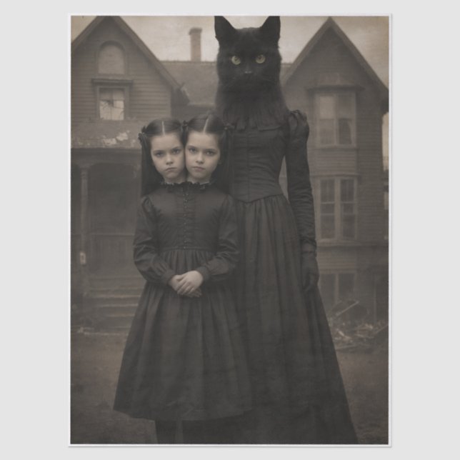 Papier Mousseline Creepy Cat Family  (Recto)