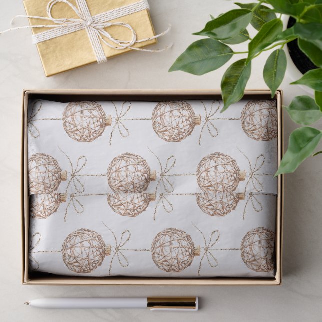 Papier Mousseline Crème Beige Arrondi Ornements Noël (Cadeau)