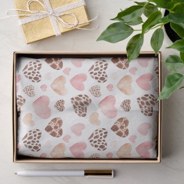 Papier Mousseline Crème Brown rose Leopard Coeurs animaux Anniversai (Cadeau)