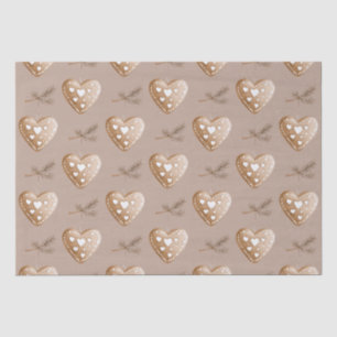 Papier Mousseline Crème Coeur pain d'épices biscuit Noël
