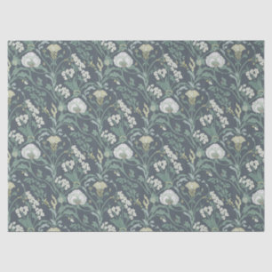Papier Mousseline Crème florale Art nouveau vert