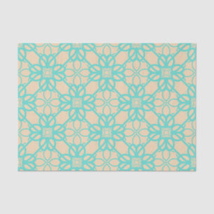Papier Mousseline Crème Turquoise Moderne Prairie Garden Folk Lattic