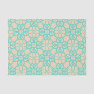 Papier Mousseline Crème Turquoise Moderne Prairie Garden Folk Lattic