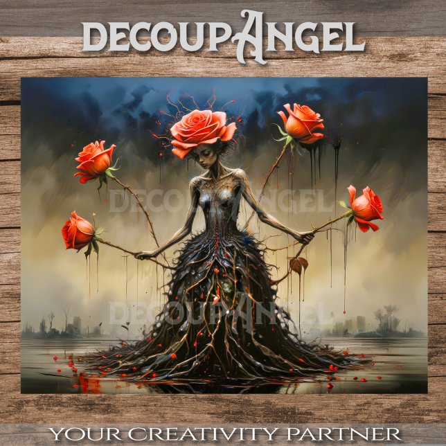 Papier Mousseline Crimson Roses Rising Decoupage (Créateur téléchargé)