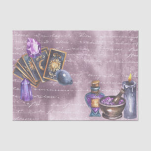 Papier Mousseline Cristaux de Tarot Découpage violet