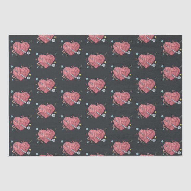 Papier Mousseline Crochet Heart Fil Motif Tissu Papier (Recto)