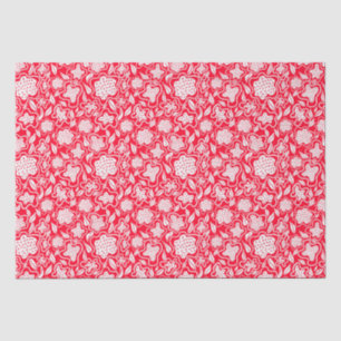 Papier Mousseline Crochet look Rouge Blanc Floral Design