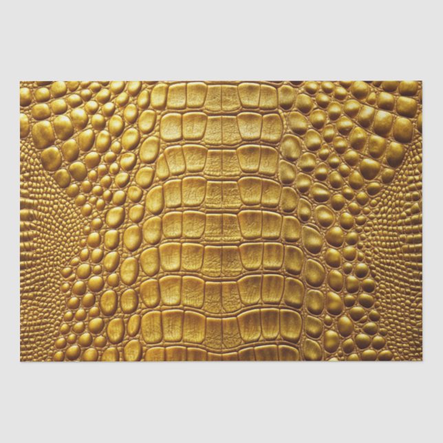 Papier Mousseline Crocodile d'or Alligator Peau Faux Cuir Imprimer (Recto)