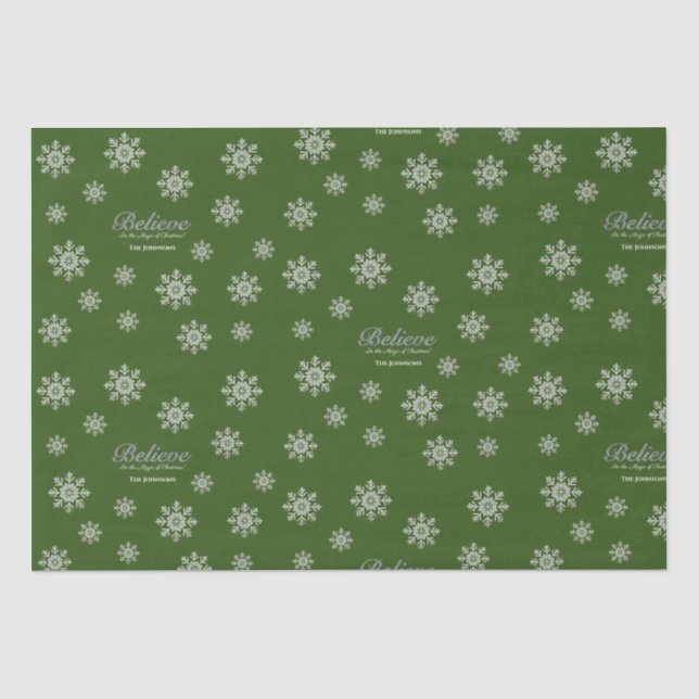 Papier Mousseline Croire à la magie de Noël | Green (Recto)