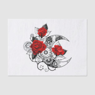 Papier Mousseline Croissant mécanique avec roses rouges