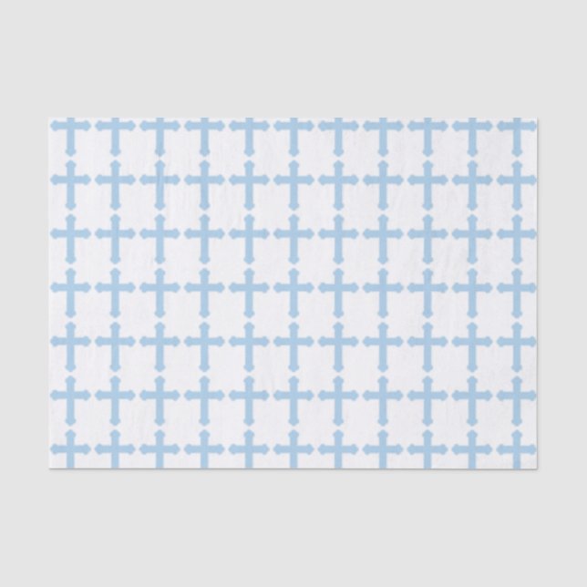 Papier Mousseline Croix Bleue Élégante (Recto)