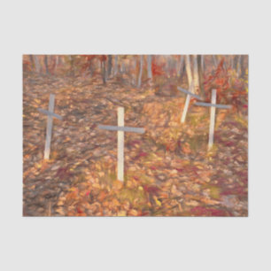 Papier Mousseline Croix de cimetière gothique feuilles d'automne des