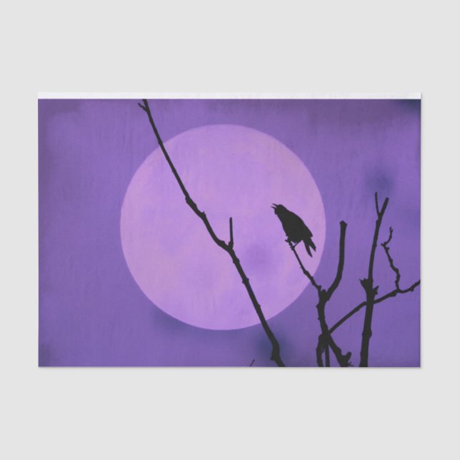Papier Mousseline Crow Silhouette Lavande Purple Lune (Recto)
