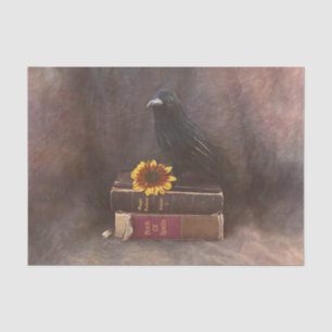 Papier Mousseline Crow Vintage gothique vieux livres Sunflower Art