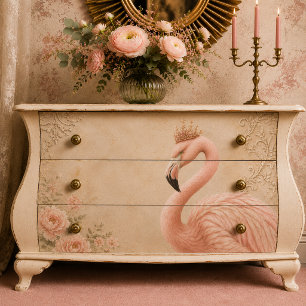 Papier Mousseline Crowned Flamingo Vintage Decoupage Tissue Paper